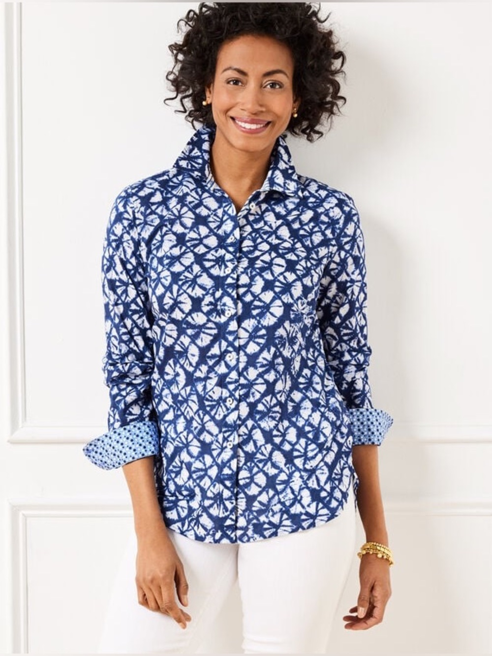 NWT Talbots MODERN CLASSIC SHIRT - BATIK FOULARD